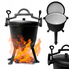    Jagdkessel Gusseisen emailliert 5L Topf Lagerfeuergrill antihaft