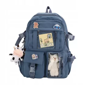  Schulrucksack mit mehreren Fächern (KAWAII) Blautöne 35 l