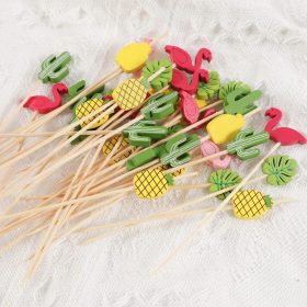   100 Stück Obst Flamingo Blatt Zahnstocher Dessert Salat Cocktail Pick