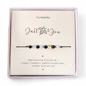  BIENENARMBAND schwarzer Turmalin, Mondstein, 925er Silber