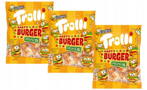 Trolli Mini Burger Gummis aus Deutschland, Fruchtiger Spaß in Burgerform, 3 Packungen à 170g