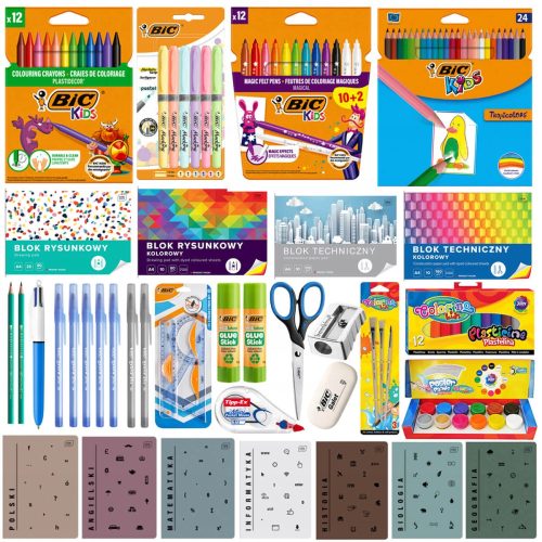  XXL-SCHULLAYET-SET FÜR DIE KLASSEN 4-6, BIC, 88 ELEMENTE. einschließlich einer Reihe von Notizen