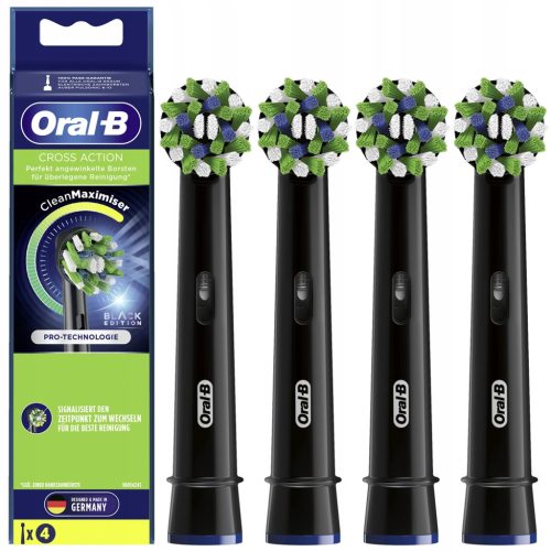  4x ORAL-B CROSS ACTION EB50 SCHWARZE ELEKTRISCHE ZAHNBÜRSTENKÖPFE