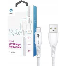    Korgy USB-A - geflochtenes iPhone-Kabel 1,2 m weiß Schnellladung 2,4 A