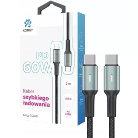    Korgy CCB20 USB-C – USB-C-Nylon-geflochtenes Kabel, 2 m, schnelles Laden