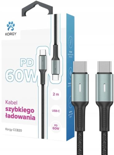  Korgy CCB20 USB-C – USB-C-Nylon-geflochtenes Kabel, 2 m, schnelles Laden