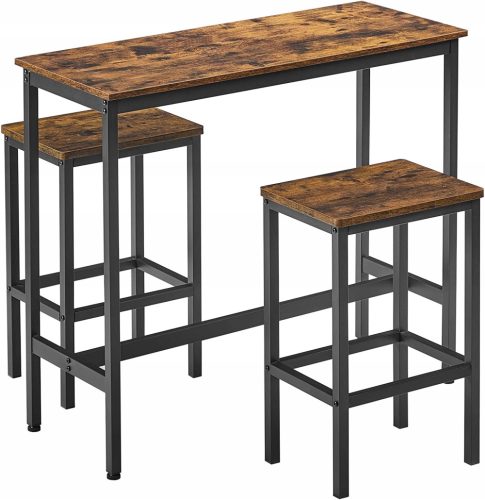  Set aus rechteckigem Tisch 100 x 40 cm + 2 Songmics-Stühlen