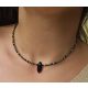  Halsband mit schwarzer Turmalin-Pyrit-Onyx-Pfeilspitze