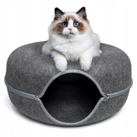  LED-KATZENTUNNEL RUNDES DONUTHAUS 60 CM DUNKELGRAU