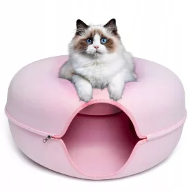  LED-KATZENTUNNEL RUNDES DONUTHAUS 60 CM ROSA