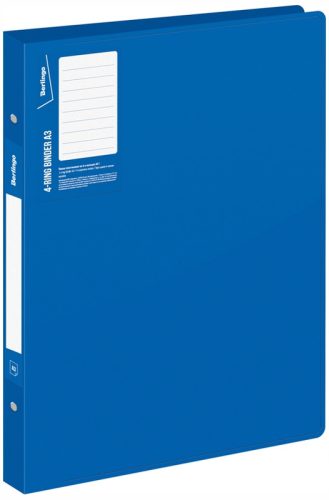  GROSSER BINDER, A3, mit vier Ringen, BLAU, 27 vertikale BERLINGO-BINDER