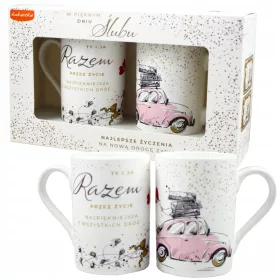    GESCHENK-Set mit 2 Tassen, Tassen, Hochzeitstag eines frisch vermählten Paares, 1-99