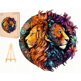  GROSSES HOLZPUZZLE 300 TEILE YING-YANG-LÖWEN IN HOLZKISTE