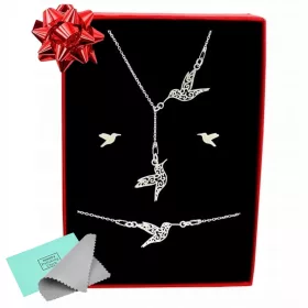    SET AUS SILBERSCHMUCK FÜR DAMEN MIT HUMBBINGS HUMMYLIBER-Geschenkbox