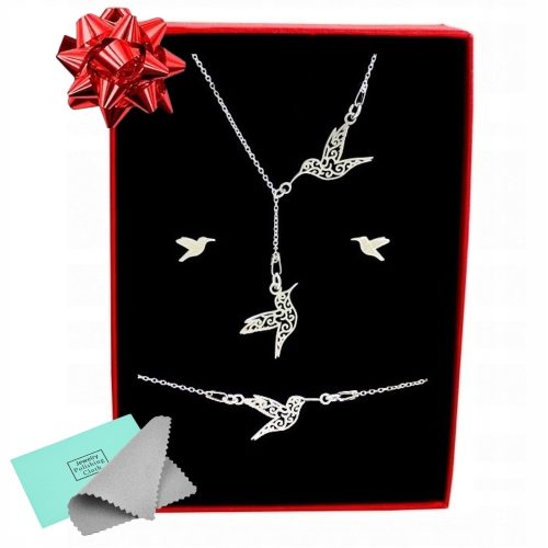  SET AUS SILBERSCHMUCK FÜR DAMEN MIT HUMBBINGS HUMMYLIBER-Geschenkbox