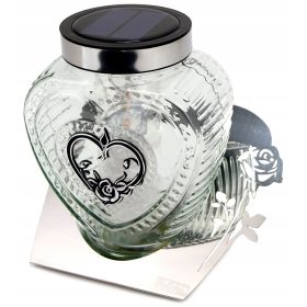    SOLAR-HERZKERZE, Metall und Glas, warmes LED-Licht, 1000 Tage