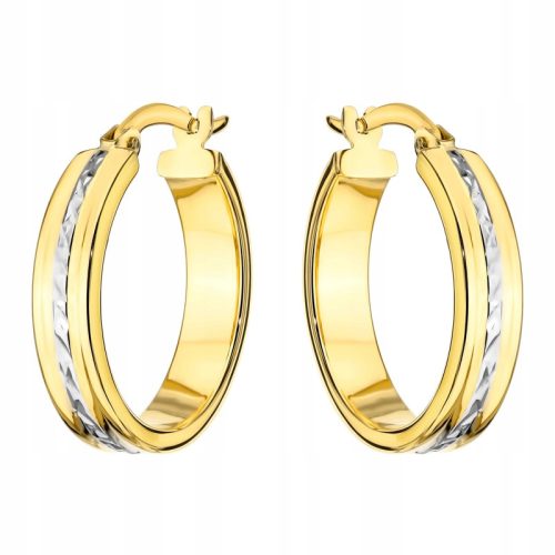  GOLD-OHRRINGE pr. 585 zweifarbige Diamantscheiben innen aus 14 Karat