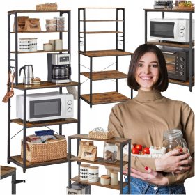    Songmics Küchenschrank, Rustikale Eiche, 40 x 60 x 167 cm, Frontfarbe: Rustikale Eiche