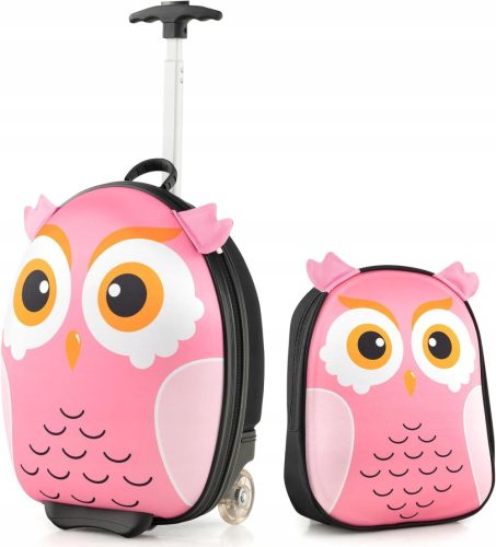  2 Sets Kinderkoffer mit Rucksack, Kinderreisekoffer, Eule