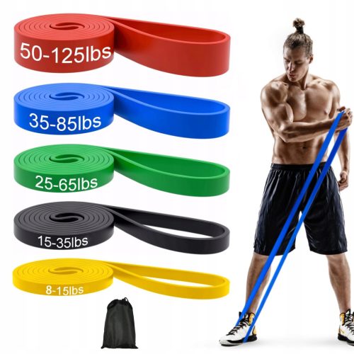  ÜBUNGSWIDERSTAND WIDERSTANDSBÄNDER POWERBÄNDER LATEX 5ER-SET FEST