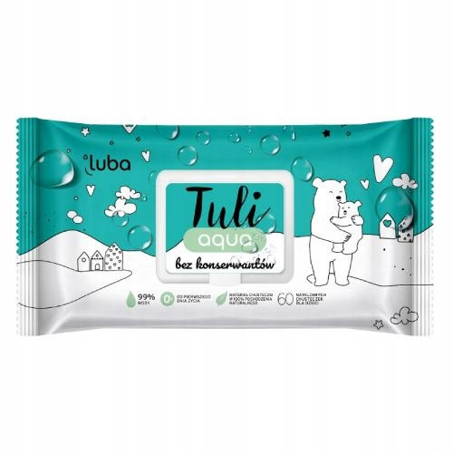  Luba Tuli Aqua Feuchttücher 6 x 60 Stk. ohne Konservierungsstoffe, 99 % Wasser