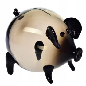  Großes Sparschwein aus Glas KROSNO, Rauch, XL XXL