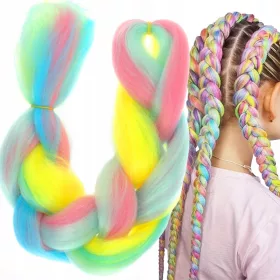    SYNTHETISCHES KÜNSTLICHES HAAR FÜR ZÖPFE, ZÖPFE, DREADS, REGENBOGENVERLÄNGERUNGEN