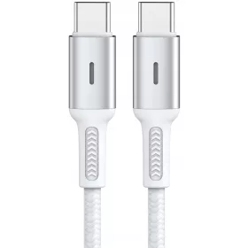    Korgy CCW12 USB-C – USB-C-Kabel 60 W, 1,2 m, weißes Nylon, Schnellladung