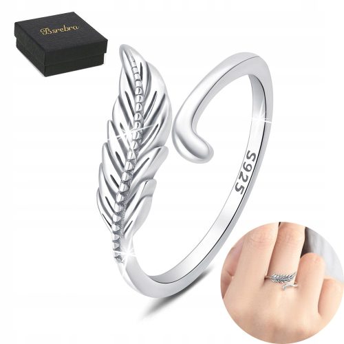  925er Silberring mit Feder, Silberringe, verstellbar, Silber