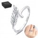  925er Silberring mit Feder, Silberringe, verstellbar, Silber