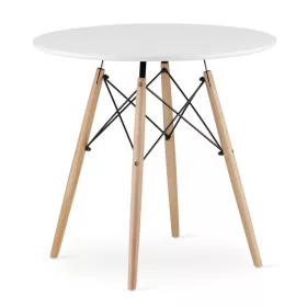  ModernHome Tisch 51997090 rund 80 x 80 x 75,5cm weiß