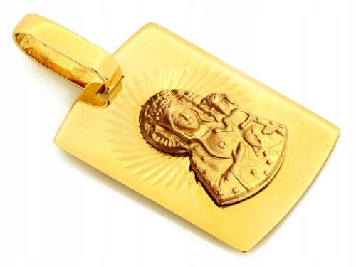  Rechteckiges Medaillon mit der Darstellung Unserer Lieben Frau von Tschenstochau, 585er Gold, als Geschenk 14 Karat