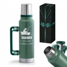   Thermoskanne mit Gravur, Becher und Henkel, groß, 1,4 l, Geschenk für Papa zum Vatertag