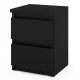  Nachttisch mit 2 Schubladen, Beistelltisch, Kommode, schwarz MAT