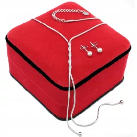  SCHMUCKSET FÜR DAMEN, KUGELKRAWATTE AUS CHIRURGENSTAHL