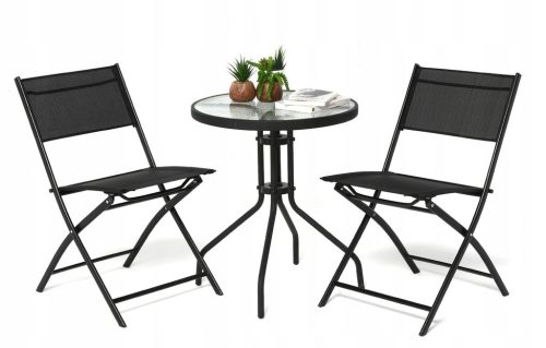  VidaXL Gartenmöbel-Set aus Metall vidaXL schwarz 3-teilig.