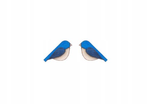  Blaue Vogelohrringe aus Holz