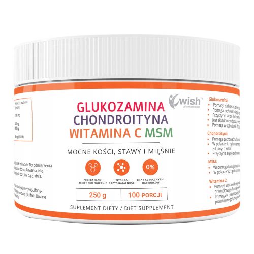 WISH Glukosamin Chondroitin MSM Vitamin C 250g - Unterstützung für Gelenke und Immunsystem