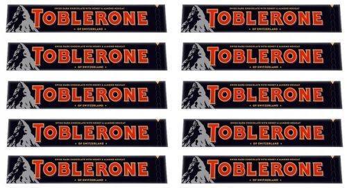 10x 100g TOBLERONE Dunkle Schokolade mit Honig-Mandel-Nougat