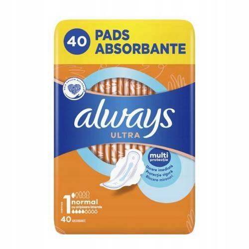  Always Ultra Normal (Größe 1) Damenbinden mit Flügeln, 40 Stück