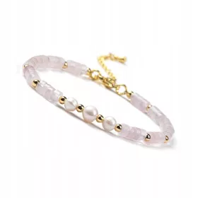  Rosenquarz-Süßwasserperlen-Armband