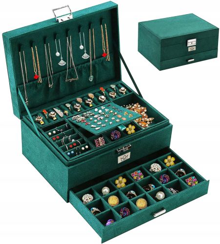  SCHMUCKKASTEN SCHWARZ ORGANISATOR BOX ELEGANT BLAU