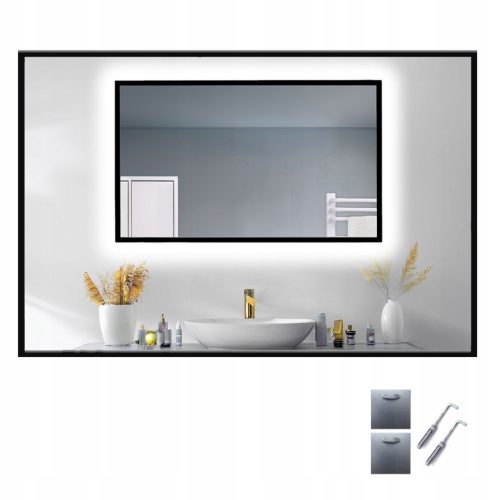  LED-SPIEGEL COB 480 LED/1m IN SCHWARZEM ALUMINIUMRAHMEN LOFT 120x60 cm