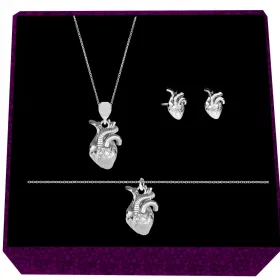  3D ANATOMISCHES HERZ Set aus Ankerschmuck aus Silber 925