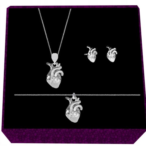  3D ANATOMISCHES HERZ Set aus Ankerschmuck aus Silber 925