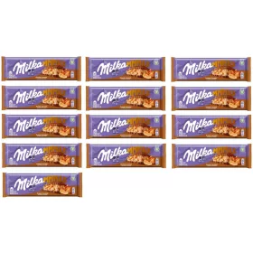   Alpenmilch Schokolade mit Erdnuss-Karamellfüllung und Erdnussstückchen