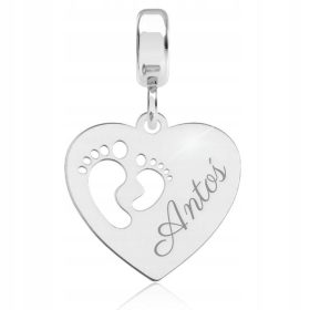    Charms Herz Füße Silber 925 für Mama DEINE GRAVUR Geschenkanhänger