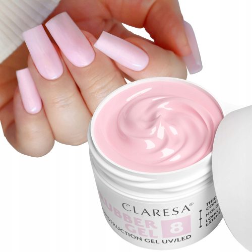  CLARESA RUBBER GEL 8 DICKES AUFBAUGEL MIT THixotropie, MILCHROSA 90 g