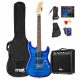  GigKit blaue E-Gitarre + Verstärkerkoffer-Zubehör