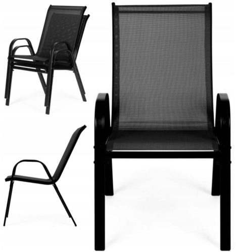  4 Stück. GARTENSTUHL BALKONSTUHL FÜR TERRASSE GARTEN STARKES SCHWARZES SET